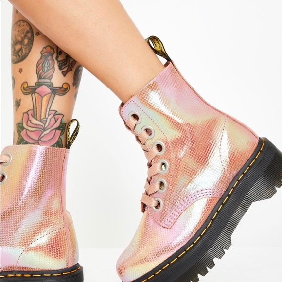 Dr Martens Molly Pink Iridescent Boots 